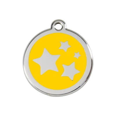 Afbeelding van Star Yellow roestvrijstalen hondenpenning medium/gemiddeld dia. 3 cm RedDingo