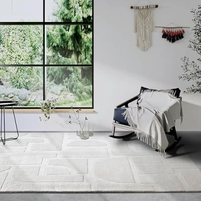 Afbeelding van Villeroy &amp; Boch Woltapijt Alexis natuur woonkamertapijt handgeweven en milieuvriendelijk boho tapijt wol voor woonkamer, slaapkamer, eetkamer, hal, keuken crème, 160x230 cm