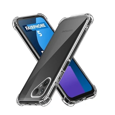 Afbeelding van GIOPUEY transparant hoesje compatibel met Fairphone 5, TPU slanke hoes, luchtkussen [niet gemakkelijk geel] Schokbestendig telefoonhoesje