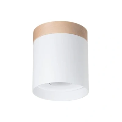 Afbeelding van SOLLUX LIGHTING Rif plafondspot, wit, Ø 12 cm, hout, aluminium