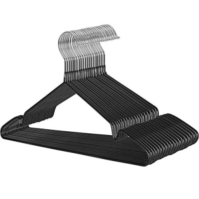 Afbeelding van Songmics CRI33B 20 Kleerhanger, stuks, metaal, dun en antislip, Ø 4 mm plaatsbesparend 360 draaibare haak, zwart
