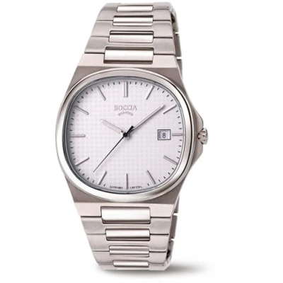 Afbeelding van Boccia 3657 01 Horloge titanium zilverkleurig wit 37 mm