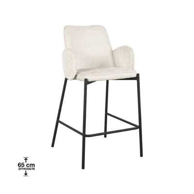 Afbeelding van LABEL51 Barkruk Joni Crème Fluweel Zithoogte 65 cm Majorr