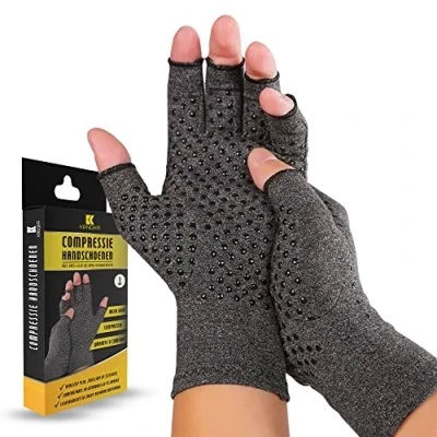 Afbeelding van KANGKA® Reuma Therapeutische Handschoenen Compressie Maat S voor Artrose, Reuma, Artritis, RSI, CTS Unisex Grijs