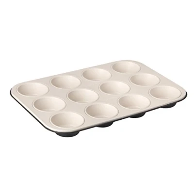 Afbeelding van Zenker 7820 12 muffinvorm Ø 7 cm CREME NOIR, muffinbakvorm van plaatstaal, bakplaat, met keramisch versterkte antiaanbaklaag (kleur: crème/antraciet), hoeveelheid: 1 stuk