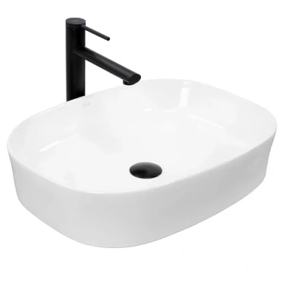 Afbeelding van REA Angie Opzetwastafel Waskom 52 x 38 11.5 cm Glans Wit