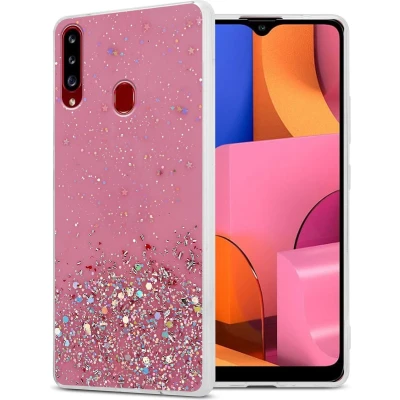 Afbeelding van Cadorabo Hoesje geschikt voor Samsung Galaxy A20s in Roze met Glitter Beschermhoes van flexibel TPU silicone fonkelende glitters Case Cover Etui