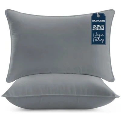 Afbeelding van Utopia Bedding Premie Kussen (Set van 2), 50 x 70 cm Beddenkussens, Zachte Stof met Holle Vezelvulling (Grijs)