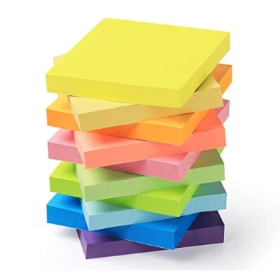 Afbeelding van Agoer 10 stuks zelfklevende notitieblaadjes, 76 x mm, super sticky notes, kleurrijke notitieblokken voor kantoor en huis, 1000 vellen in totaal, kleuren