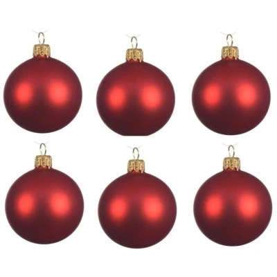 Afbeelding van Decoris Kerstballen 6 stuks rood glas mat cm