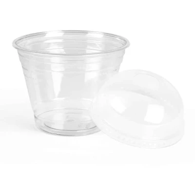 Afbeelding van Inoverse 100 stuks smoothiebekers to go, smoothie cups, 200 ml, dessertbekers, plastic bekers, ijskoffiebekers, cocktailglazen, plastic, Bubble Tea incl. domdeksel met gat