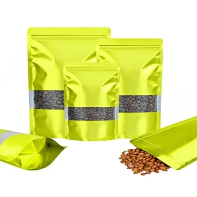 Afbeelding van Rimiko 50st Hersluitbare Mylar Stazak, Ritssluiting Plastic Zakjes voor Voedsel, Rits Aluminiumfolie Zakken met Doorzichtig Venster, Ziplock Kleurverpakking (Groen, 12x20cm)