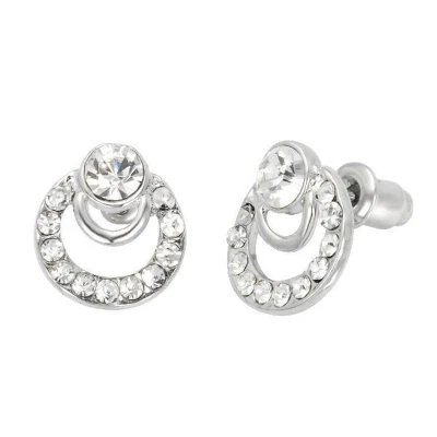 Afbeelding van Behave Oorstekers zilver kleur in cirkelvormig design met steentjes