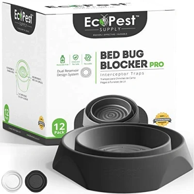 Afbeelding van Bedwantsen Vangers Set van 12 Vanger (Pro) Onderschepper Vallen (Zwart) Insectenval, Monitor, en Detector voor Bed Poten