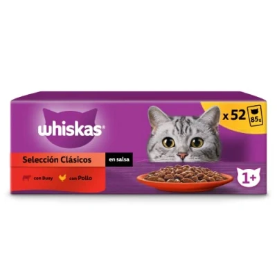 Afbeelding van Whiskas Natvoer in kattensaus klassieke selectie 13 x 4 zakjes 85 g