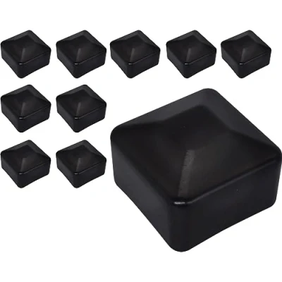 Afbeelding van SKIR&#039;CO (10 stuks) hekpaaldoppen, vierkant 40 x mm zwarte kunststof doppen voor hekpalen, zwart RAL 9005 kleur
