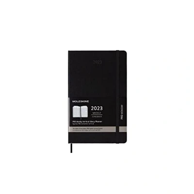 Afbeelding van Moleskine 12 maanden per week notebookkalender 2023, Pro Large/A5, 1 waar = 2 pagina&#039;s, verticaal, kolommen voor notities, harde kaft, zwart