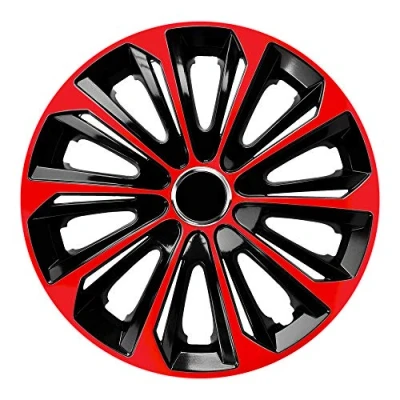 Afbeelding van NRM wieldoppen 16&quot; zwart met rood set van 4 stuks ABS / Duurzaam Resistant