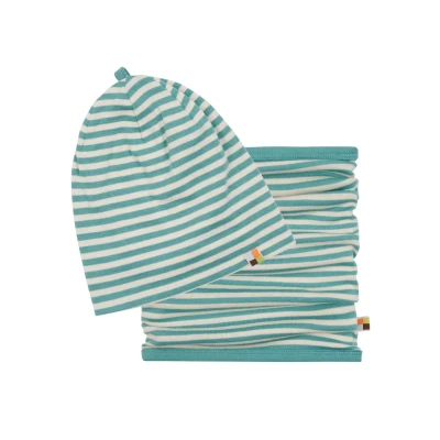 Afbeelding van loud + proud Uniseks babyset slangsjaal, GOTS gecertificeerde beanie muts, Oregano, 39 41