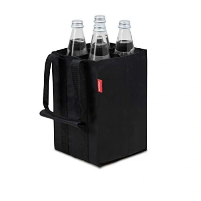 Afbeelding van achilles 4 delige flessenzak, flessenvak voor x 1,5 liter flessen, draagtas met scheidingswanden, flessendrager in zwart, 17 cm 27