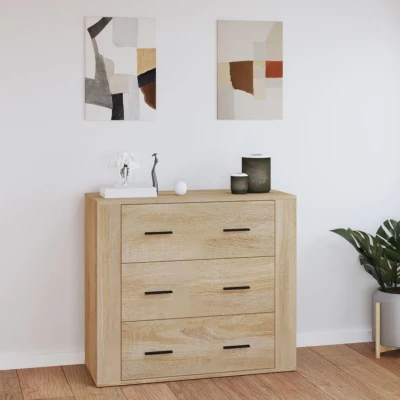Afbeelding van Dressoir 80x33x70 cm bewerkt hout sonoma eikenkleurig