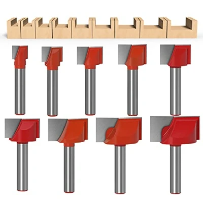 Afbeelding van ASNOMY 8 mm schacht vloerreiniging freesset, 9 stuks frees schachtfrees houtbewerkingsgereedschap bit, tweesnijdige vlakfrees 10/13/16/18/20/22/25/30/32 mm…