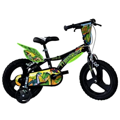 Afbeelding van Dino Kinderfiets Dinosaurier T Rex met zijwieltjes, klep en coole spatborden