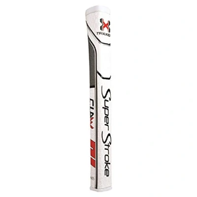 Afbeelding van SuperStroke Traxion Claw 2.0 Golf Putter Grip, uniseks, volwassenen, wit/grijs/rood, standaard