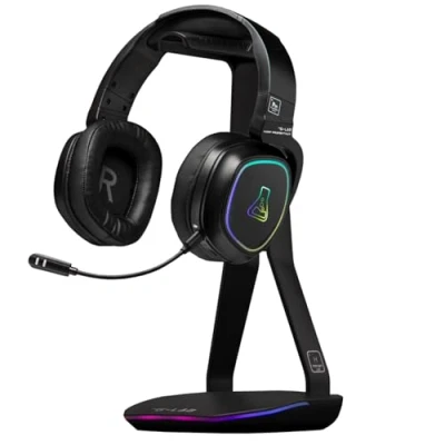 Afbeelding van The G Lab K Stand Hydrogen Gaming Headset RGB 7 kleuren, aan/uit knop, 2 x USB hub + C, antislip basis universele houder voor gamer PC/Ps5/Ps4/Xbox hoofdtelefoon zwart 2024