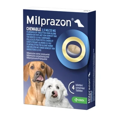 Afbeelding van Krka Milprazon Ontwormingstabletten Hond &gt;0,5 KG 2,5 MG/25 MG 4 TBL (409910)