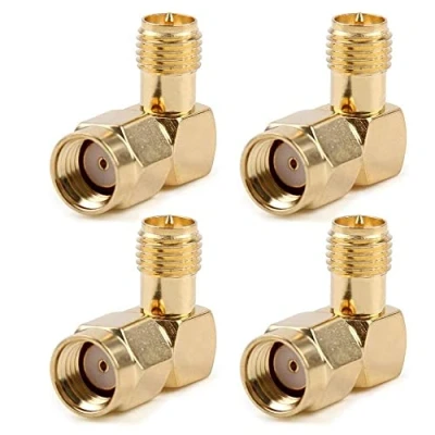 Afbeelding van TengKo RP SMA Mannelijk naar Vrouwelijke Mannelijke Pin Rechte hoek 90 Graden RF Connector Adapter (4 Pack)