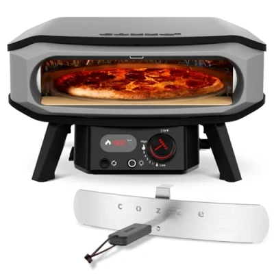 Afbeelding van Cozze® 17&quot; PREMIUM ROTATE Pizzaoven Gas 30mbar Inclusief Cordierite Pizzasteen Automatische Ontsteking LED en Thermometer Grote Capaciteit