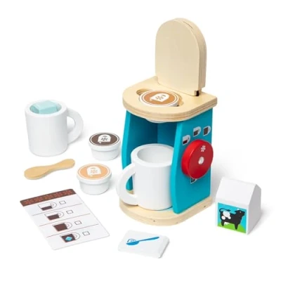 Afbeelding van Melissa &amp; Doug Houten koffieset Bereiden en serveren Fantasiespel speelgoed Eten Montessori rollenspel leerrijk 3+ Cadeau voor jongens meisjes