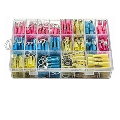 Afbeelding van Elektrische kabelschoenen, soldeerklemmen, 240 stuks, kabelconnectoren, waterdicht, geïsoleerd, krimpbaar, terminals voor auto, industriële vorken, rood, blauw, geel