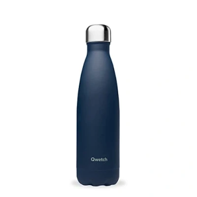 Afbeelding van Qwetch Originele thermosfles, blauw graniet 500 ml, nomadenfles van roestvrij staal, 24 uur koud en 12 warm, waterdicht, BPA vrij herbruikbaar