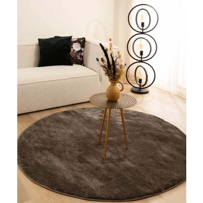 Afbeelding van Velours Tapijt/Vloerkleed Rond Flair Taupe 300 Cm