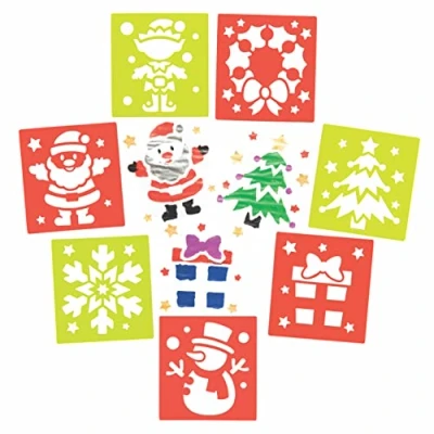 Afbeelding van Baker Ross FC256 Kerst stencils pak van 8, wasbare voor kinderen om kaarten, afbeeldingen, schilder en drukprojecten te versieren