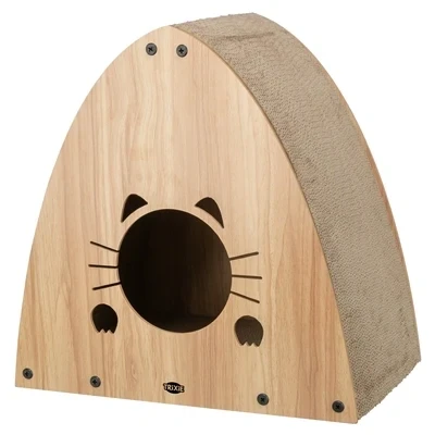 Afbeelding van Trixie Krabhuis MDF Lichtbruin met Catnip en Reserve Krabkarton Ideaal voor Katten Krabben Ontspannen
