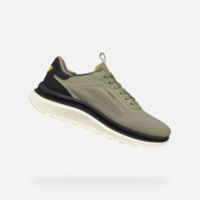 Afbeelding van Geox Spherica Actif Sneakers laag, Heren, Maat: 44, Sage Textiel/ synthetisch