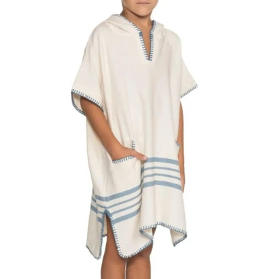 Afbeelding van Kinder Strandponcho Natural Air Blue van Lalay maat 2 3 jaar t/m 10 11
