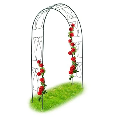 Afbeelding van Relaxdays Rozenboog met versieringen van metaal stabiel tuinboog donkergroen