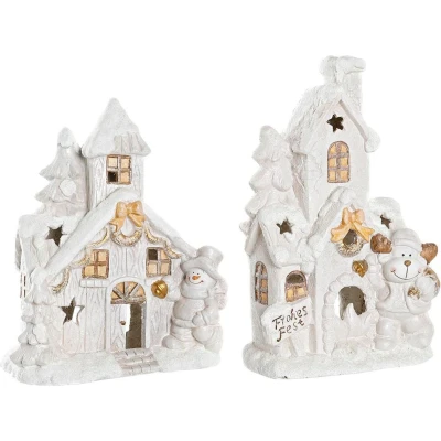 Afbeelding van Kerstversiering DKD Home Decor Huis Besneeuwd Magnesium (38 x 21 45 cm) (2 Stuks)