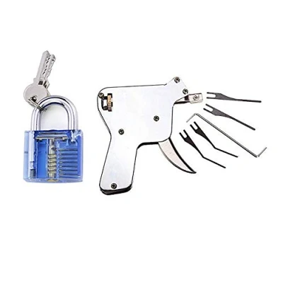 Afbeelding van Loboo Idea Multi Lock Pick Gun, Slotenmaker Deuropener Gereedschap met Blauw Oefenslot, Slot Reparatie Gereedschapsset, Deurslot Opener Bump Sleutel