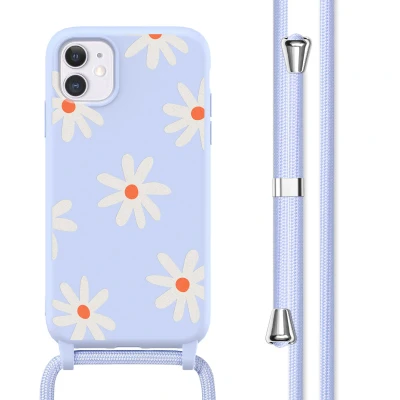 Afbeelding van Apple iPhone 11 Hoesje Siliconen en TPU (zacht) imoshion Softcase/Koordhoesje/Backcover Lila Flower Distance Telefoonhoesje