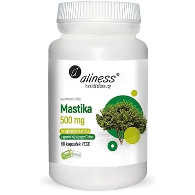 Afbeelding van Aliness Mastika 500 mg, hars in poedervorm, voedingssupplement met plantenextracten, 60 capsules