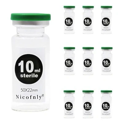 Afbeelding van Nicofnly 10 ml steriele ampullen lege fles met zelfherstellende injectiepoort en klapdeksel, steriel, verpakkingen