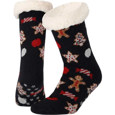 Afbeelding van Kerst huissokken dames Multi Blauw One Size kerstsokken antislip