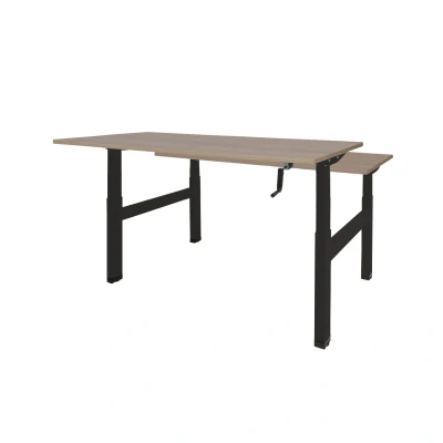 Afbeelding van Dextro zit/sta hoogte slinger verstelbare Duo werkplek, bladmaat 2 x 180 80 cm., frame kleur zwart RAL 9005 blad 25 mm. melamine