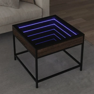 Afbeelding van Salontafel met Infinity LED 50x50x41 cm bruin eikenkleurig
