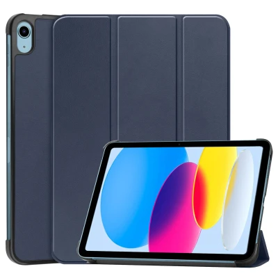Afbeelding van Apple iPad 10.9 (2022) Hoes: iMoshion Trifold Bookcase Donkerblauw Kunstleder Tablet Hoezen